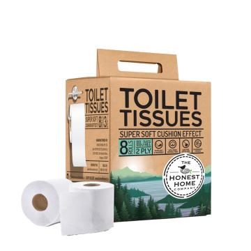 The Honest Home Company 2Ply Toilet Paper Tissue Roll 2,400 Pulls - (8 Rolls x 300 Pulls)