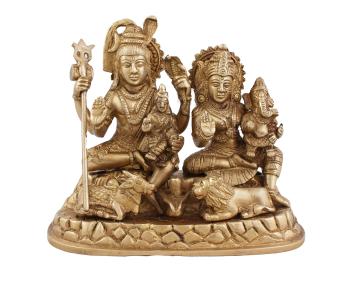 Arihant Craft God Shiva Parivar Idol Handcrafted Showpiece - 16.5 cm (Brass, Gold)