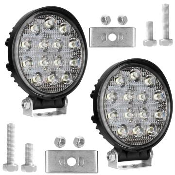 AllExtreme EX14RW2 14 LED Round Fog Light 4 Inches Waterproof Off Road Driving Lamp for Car and Motorcycle (42W, White Light, 2 PCS)