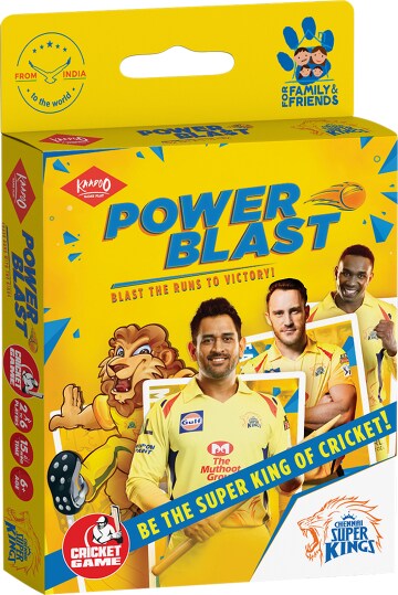 Kaadoo Power Blast-CSK Cricket Match Card Game and Collectible for 6+ Year Olds