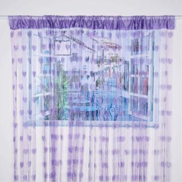 Pindia 6 feet 1 PC Purple String Net Heart Design Door Window Curtain