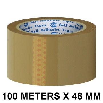 VCR Self Adhesive Brown Cello Tape - 100 Meters in Length - 48mm / 2