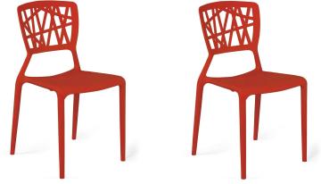 Decorative Orange Plastic Cafeteria Chair Set Of 2 Pc