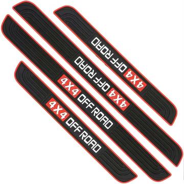 CARIZO Door Sill Plate Protectors Guards Sill Scuff Cover Panel Step Protector (4x4 Off Road, Black & Red, Pack of 4) Compatible with Volkswagen Vento (Type-I) 2010-2014