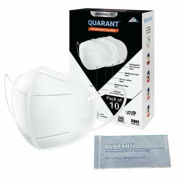 QUARANT N95 Face Mask with Adjustable Nose Pin for Adults, FDA, CE, ISI & BIS Certified, FFP2 Respirator Masks with 5 Layer Protection for Men and Women (Pack of 10)
