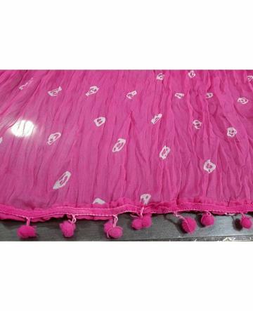 Mishwa Diwali Handmade Bandhani Pink Dupatta for Women