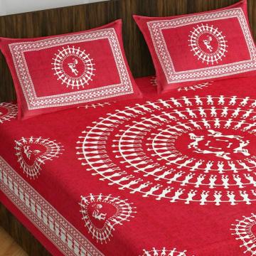 THE HOBBY BOUNTY Cotton Double Bedsheet King Size 2 Pillow Covers Jaipuri Sanganeri Printed 110 TC