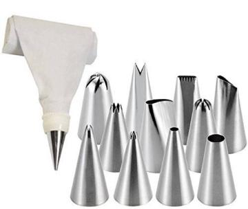 PINDIA 13 Piece Steel Nozzles Cake Decorating Set With Frosting Icing Piping Bag Tips (DC1702022)