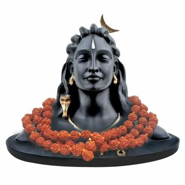 NAVYAKSH Adiyogi Statue with Rudraksha Mala for Car Accessories for Dash Board, Pooja & Gift,Decore Items for Home & Office, Made in India