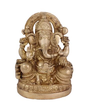 Arihant Craft God Ganesha Idol Handcrafted Showpiece - 22 cm (Brass, Gold)