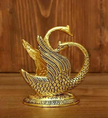 Expleasia Golden Swan Duck Shape Napkin, Tissue Paper Holder for Kitchen Dining Table Decorative Showpiece - 11 cm (Metal, Gold)