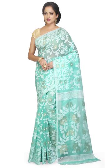 BENGAL HANDLOOM Exclusive Women's Cotton Silk Dhakai Allover Soft Jamdani Sarees