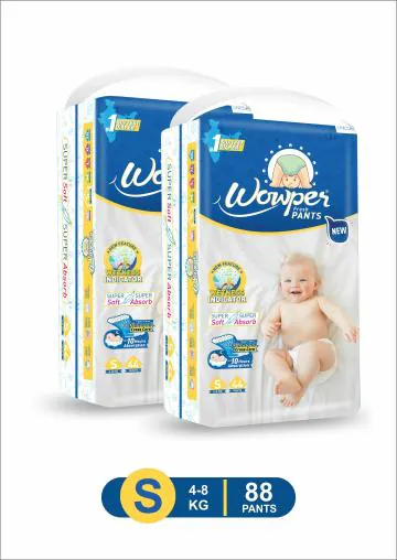 Wowper Fresh Pant Style Diaper New (S) 88 Count (4-8 kg)