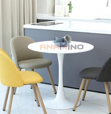 Modern Round Dining Table with Round Top and Base, Foldable Kitchen Dining Room Table