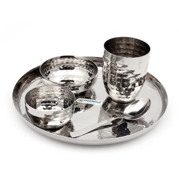 Coconut Round Hammered Stainless Steel Dinner Set (5 pcs)