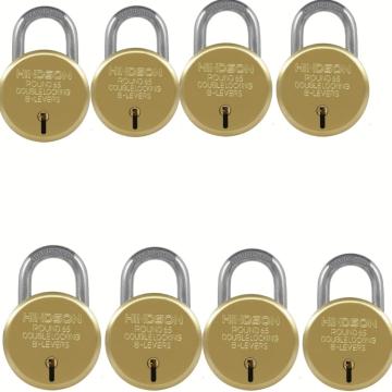 HINDSON Gold Metal 8 Lever Double Lock with Key - 65 mm (pack of 8)