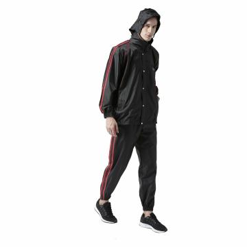 USI UNIVERSAL Men's Black Polyester 415SZ (Size L) with Polyester Coated Material, Mesh Lined, Elasticated Arms, Zipped Top, Sauna Suit for Fitness Weight Loss Exercise Gym Training