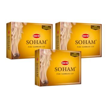 Hem Soham Pure Sambrani Dhoop Cup Pack of 3 (12 Dhoop Cups per Box)