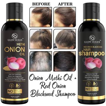 GlowOcean Onion Methi Hair Oil and Onion Hair Shampoo for Hair Fall Control & Hair Growth