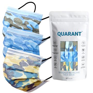 QUARANT 4 Ply Designer Protective Surgical Face Mask with Adjustable Nose Pin (Camo Combo, Free Size, Pack of 50)