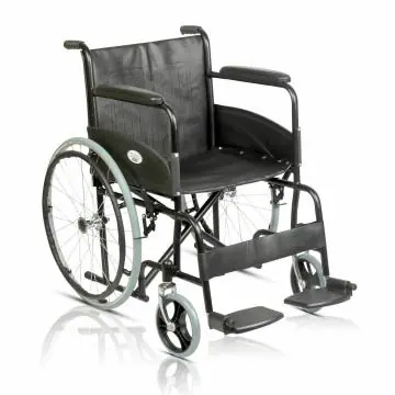VMS Careline Select Pneumatic Wheel Regular Folding Manual Wheelchair Black with Safety Belt (Black)