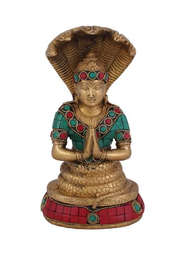 Arihant Craft Yog Guru Patanjali Handcrafted Stone Work Showpiece - 20.5 cm (Brass, Multicolour)