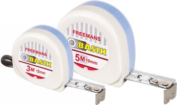 FREEMANS Basik Plastic 3 m and 13 mm and 5 m and 19 mm Measuring Tape (White and Blue)