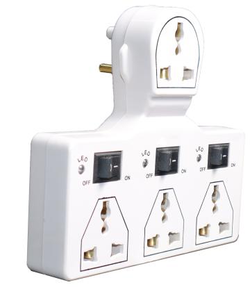 4 Universal Socket Multi plug with 3 Switch and LED Indicator