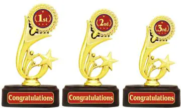 AARK INDIA 1st,2nd & 3rd Place Trophy for Competition/Match/Sports/Event/school/college (set of 3 trophies) PC002200