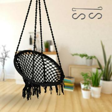 Swingzy Hanging Swing Chair for Adults & Kids (Black, With Accessories)