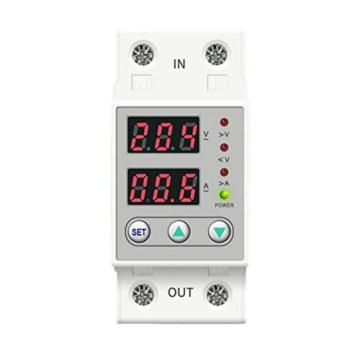Blackt Electrotech Din Rail 63A 230V Adjustable Over and Under Voltage Protector Relay with Over Current Protection (Single Phase Adjustable) - White