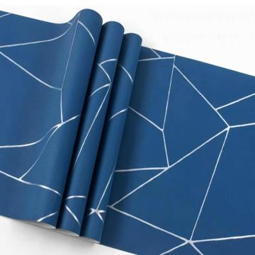 SV Collections Blue And Silver Line SELF Adhesive Wallpaper - 200*45 cm - 9 SQFT Approx