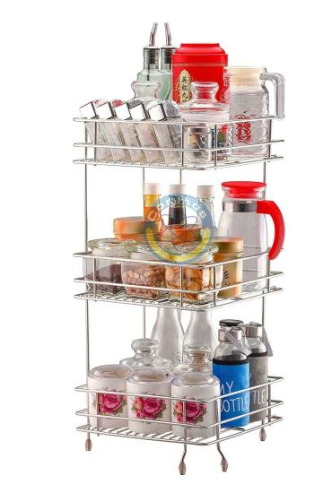Cosmos Stainless Steel Square Multipurpose Corner Stand / Rack , Kitchen Rack , Spice Rack , Storage Rack for Kitchen , Size - 3 Tier (11x11x24 inches), Silver
