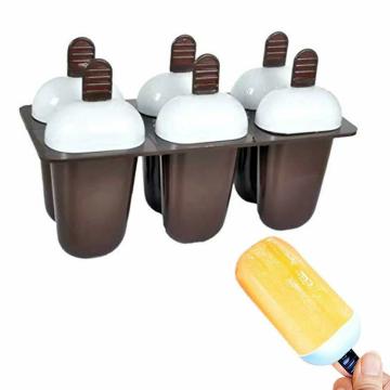 PANCHANAN Set of 6 Plastic Reusable Ice Pop Makers, Homemade Popsicle Frozen Ice Cream Moulds Tray Kulfi Candy Ice Lolly Mold for Children & Adults,ice Candy Maker,Candy Box,ice Candy Maker(Brown)