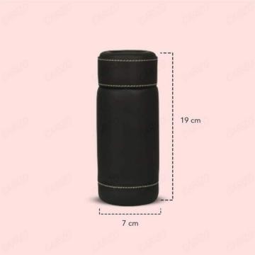 CARIZO Car Cup Tissues Tuber Holder, Cylinder Napkin Tissues Storage Box, PU Leather Tissues Round Container (Black) with 50 Pull Sheets Compatible with Maruti Suzuki Baleno RS (2019)