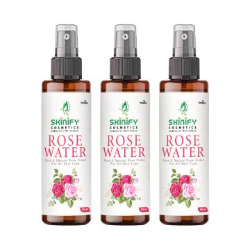Skinify Rose Water Spray For Face | For Clean & Clear Skin & Refreshing Skin | Pack of 3 | 300ML