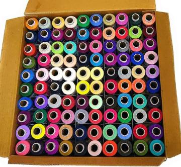 Wiffo (Thread Reel 100 pcs Box)100% Spun Polyester Sewing Thread 100 Tubes (25 Shades 4 Tube Each) Ladies Special Thread/Dhaga 100 Pcs Sewing Threads Spools with Fast Colour Design,150M Each) H - 127