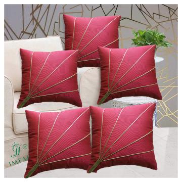 Elegance Red Square Linear Polyester Cushion Cover 40 cm x 40 cm (Set of 5)