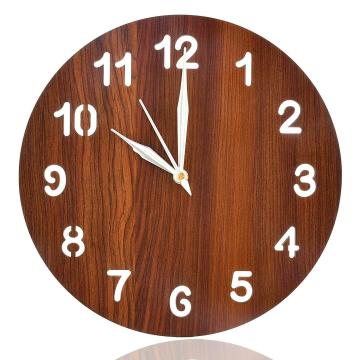 Kuber Industries Brown Standard Simple Numerical Round Shaped Wooden Wall Clock (25 x 25 cm) HS39KUBMART022867