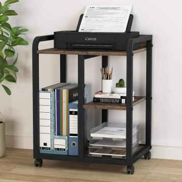 TEKAVO Printer Stand with Storage Shelves ,3-Shelf Rolling Cart Machine Stand with Wheels