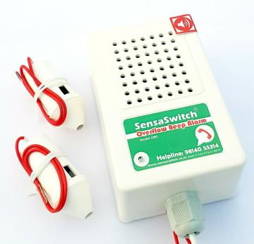 Overflow Beep Alarm (Standard), Model SensaSwitch-OBS with Water Sensors, White Plastic