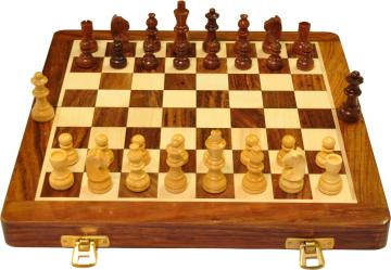 Palm Royal Handicrafts 10 inch Magnetic wooden chess board set with 32 chess pieces and 2 extra queens 6 cm Chess Board (Brown)