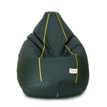 Sattva Classic Dark Green With Yellow Piping Leatherette Bean Bag Cover 24 inch x 24 inch x 42 inch