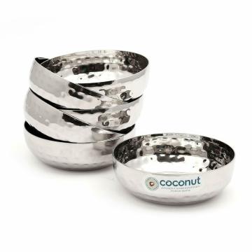 Coconut Hammered Stainless Steel Halwa Plate 10 cm 6 pcs (H3)