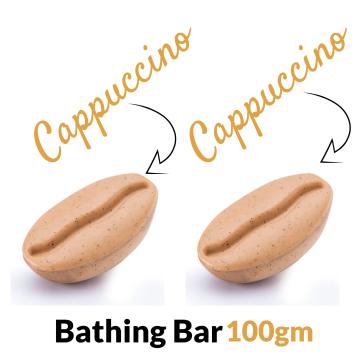 mCaffeine Cappuccino Coffee Bathing Bar | pH 5.5 Soap | Free Syndet Bar with Caramel for Skin Polishing | Pack of 2, 200gm | Best Bathing Soap