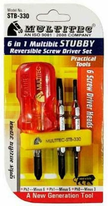 H9 6-in-1 Reversible Screwdriver with Hexagon Rod and Extra Hard Tips Screw Driver Set (50mm x 6mm) (Flat & PH2 Tip) STB 330