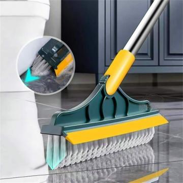 Kunya 2 in 1 Floor Scrub Brush with Squeegee, Floor Brush Scrubber with Long Handle, Premium Rotating Bathroom Kitchen Crevice Cleaning Brush