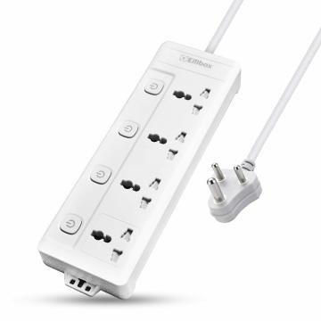 EMBOX 10A Extension Board with Individual Switch-Multi Plug Socket with 4 Sockets-Power Strip Extension with Overload Protection Safety Shutter and Indicator-1.8 mtr Extension Cord-2500W