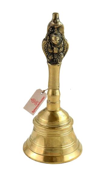 Spherulemuster Brass Hanuman Face Puja Ghanti,Gold (14.5 x 6.5 x 3 cm)