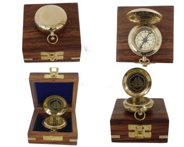Sohrab Nautical 2 inch Handmade Brass Push Button Engravable Direction Pocket Compass.